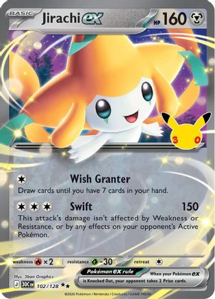 ME 30th Celebration  102/128 Jirachi ex  - Holofoil - Double Rare