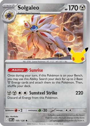 ME 30th Celebration  105/128 Solgaleo  - Holofoil - Rare