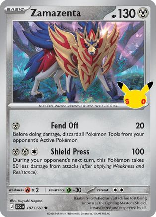 ME 30th Celebration  107/128 Zamazenta  - Holofoil - Rare