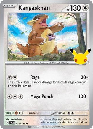 ME 30th Celebration  114/128 Kangaskhan  - Holofoil - Common