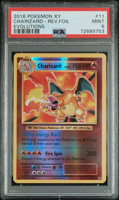XY  Evolutions  011/108 PSA9 #72689753 Charizard  - Reverse Holofoil - Holo Rare