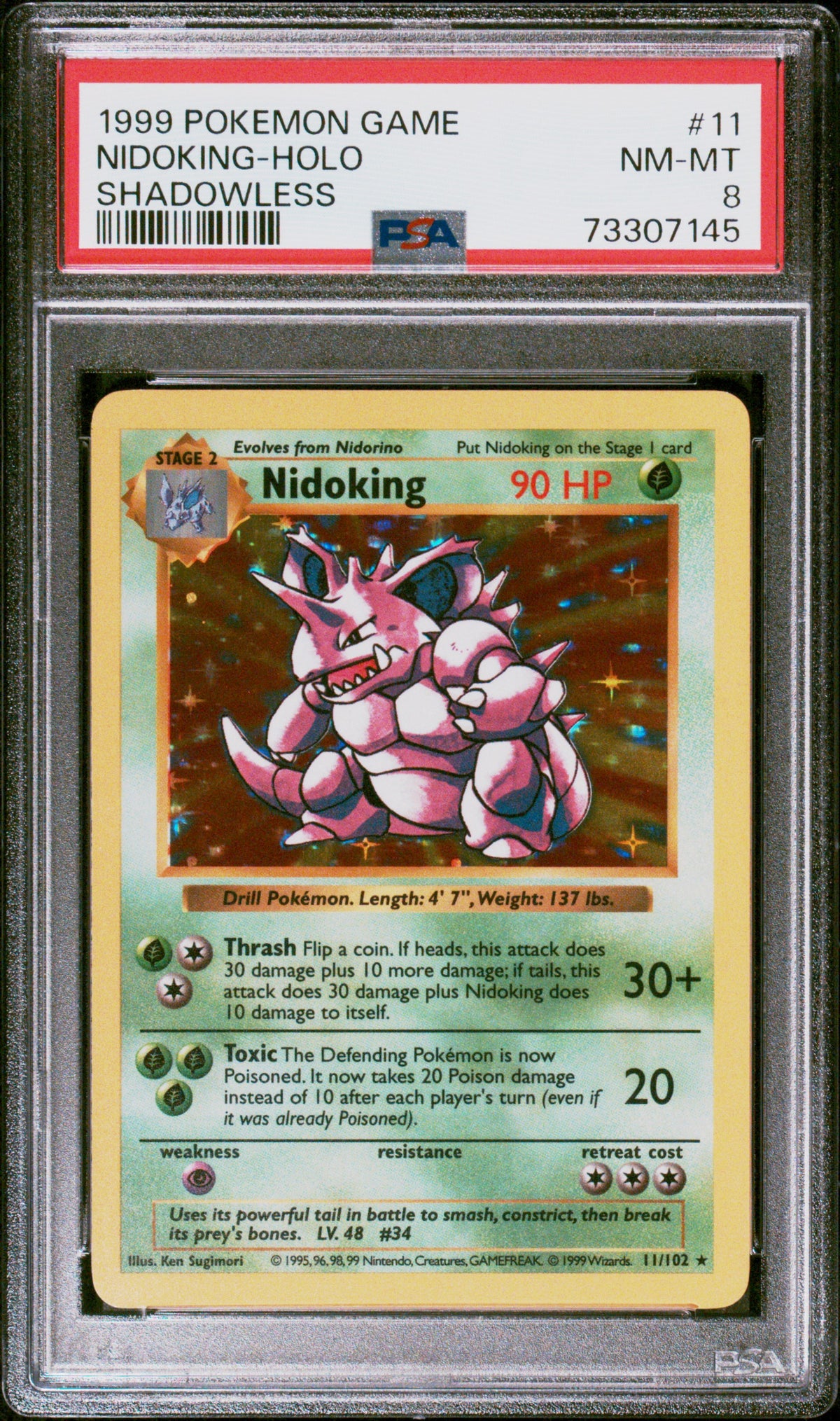 Base Set Shadowless  011/102 PSA8 #73307145 Nidoking  - Unlimited Holofoil - Holo Rare
