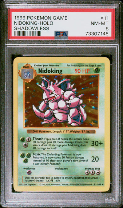 Base Set Shadowless  011/102 PSA8 #73307145 Nidoking  - Unlimited Holofoil - Holo Rare