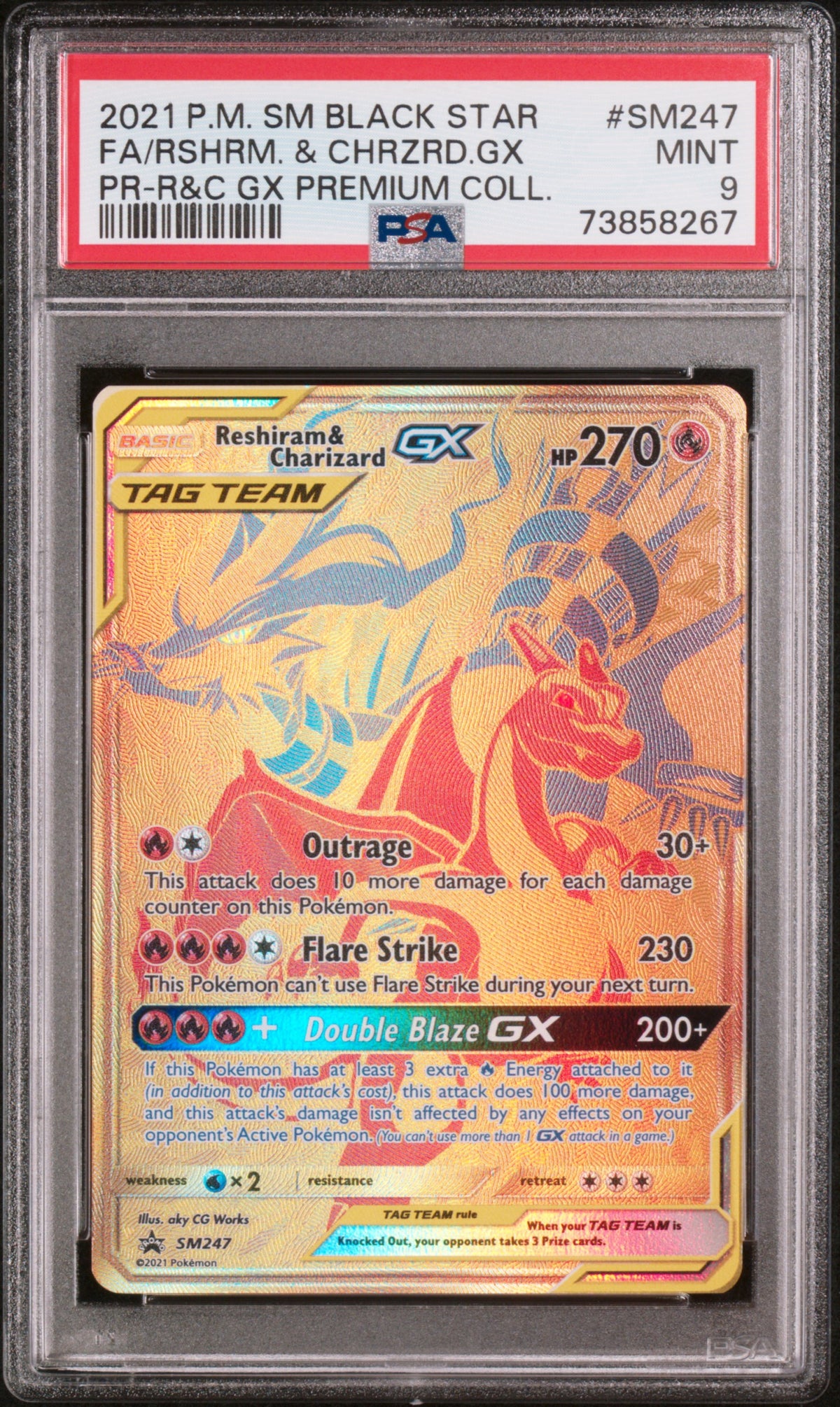 SM Promos  SM247 PSA9 #73858267 Reshiram & Charizard GX  - Holofoil - Promo