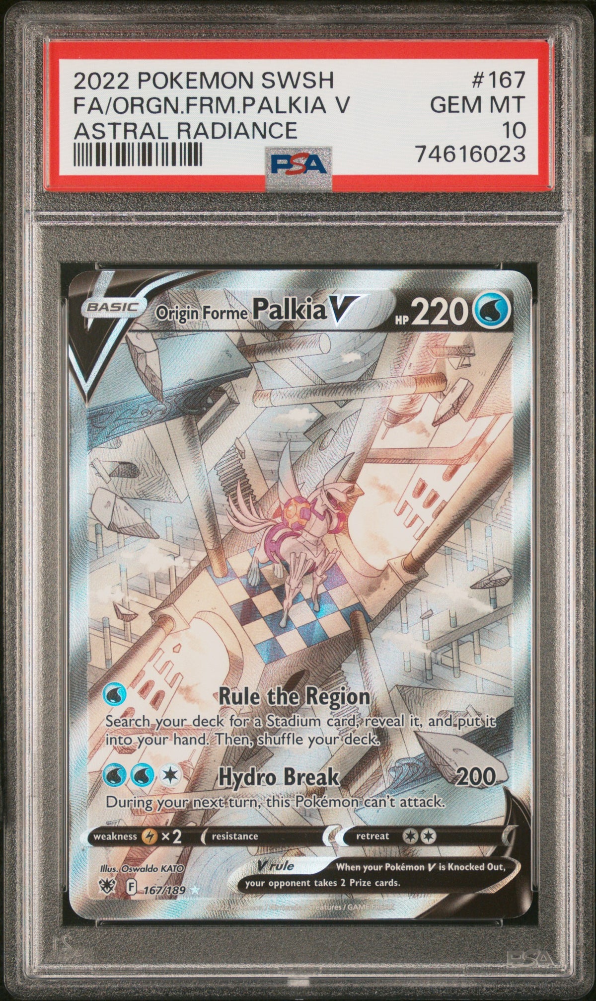 SWSH10 Astral Radiance  167/189 PSA10 #74616023 Origin Forme Palkia V (Alternate Full Art)  - Holofoil - Ultra Rare
