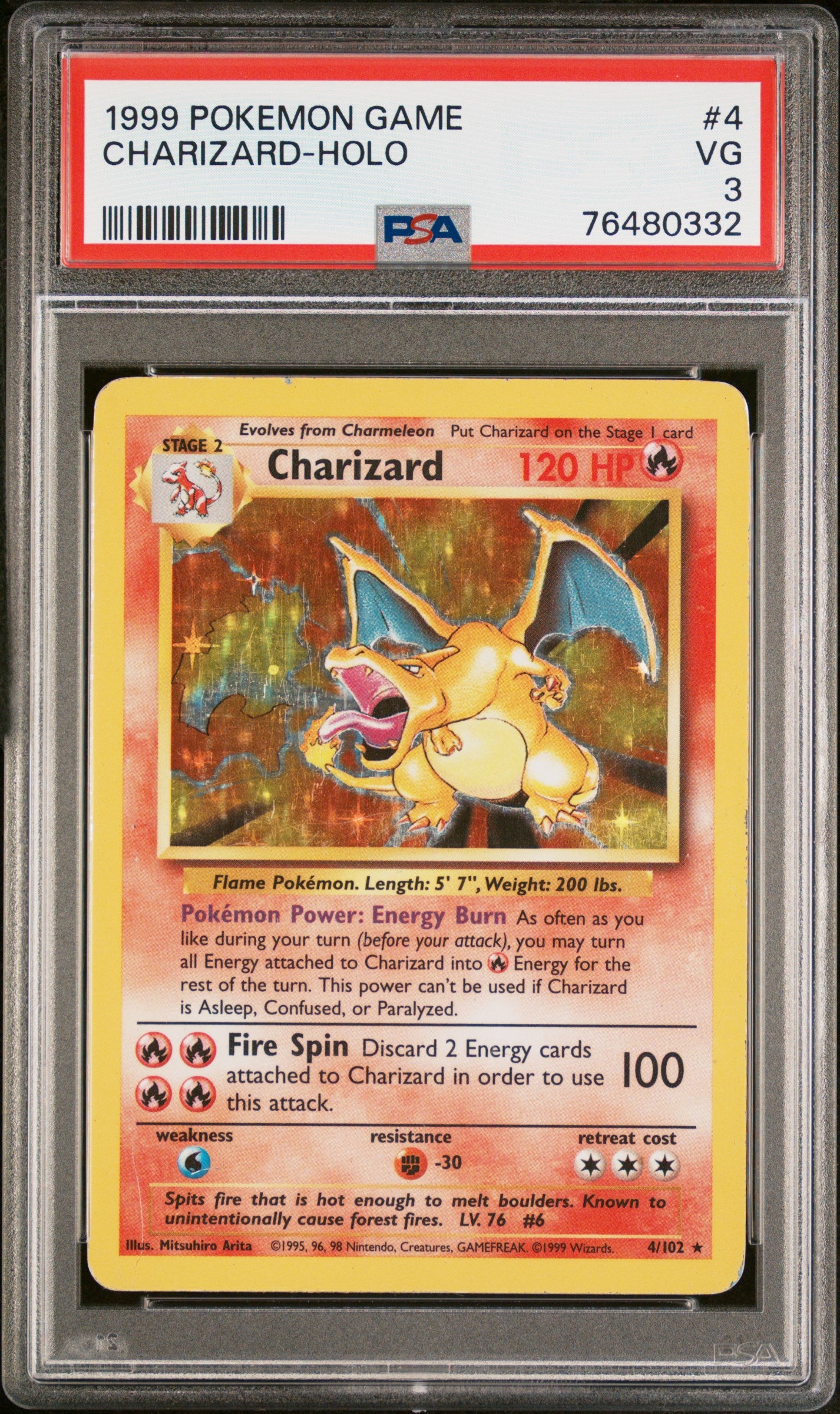 Base Set  004/102 PSA3 #76480332 Charizard  - Holofoil - Holo Rare