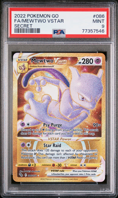 Pokemon GO  086/078 PSA9 #77357546 Mewtwo VSTAR (86) (Secret)  - Holofoil - Secret Rare