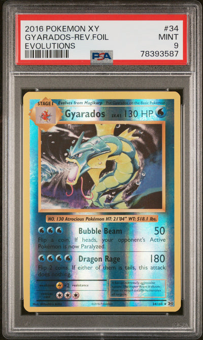 XY  Evolutions  034/108 PSA9 #78393587 Gyarados  - Reverse Holofoil - Holo Rare