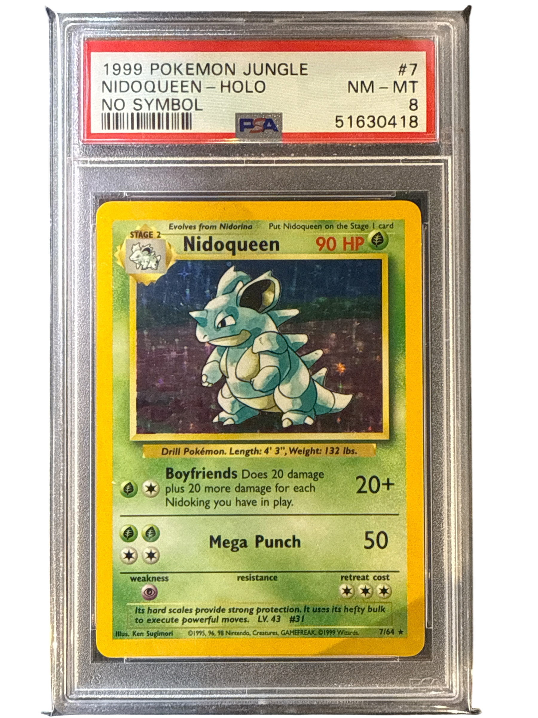 Jungle  007/64 PSA8 #51630418 Nidoqueen (7)  - Unlimited Holofoil - Holo Rare (No Symbol)