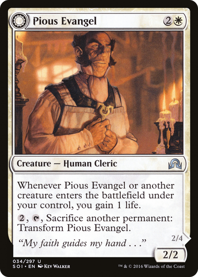 Shadows over Innistrad - (SOI-034) - Pious Evangel: (Double Faced Transform) Foil