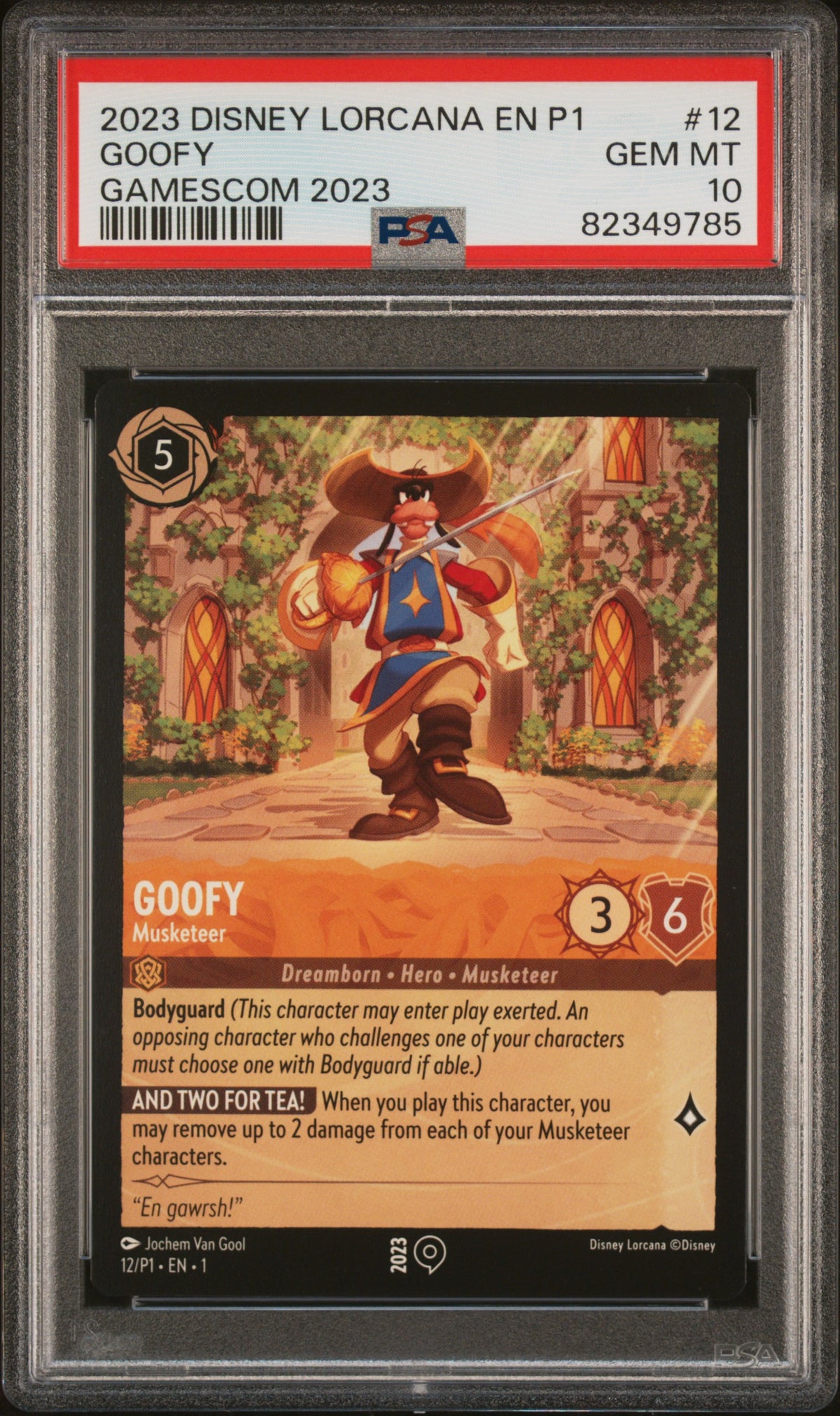 Disney Lorcana Promo Cards (12) PSA10 #82349785 - Goofy - Musketeer