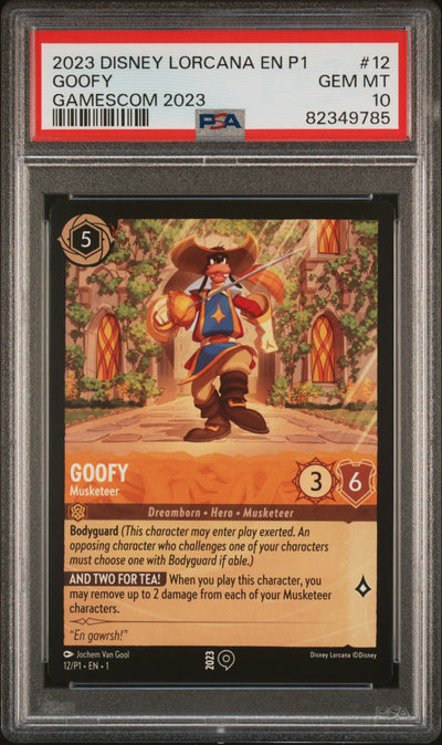 Disney Lorcana Promo Cards (12) PSA10 #82349785 - Goofy - Musketeer