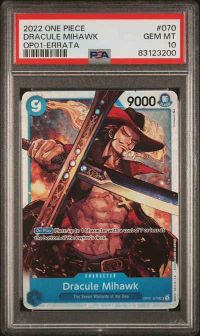 Romance Dawn  OP01-070 PSA10 #83123200 Dracule Mihawk (OP01-070)  - Foil - Super Rare