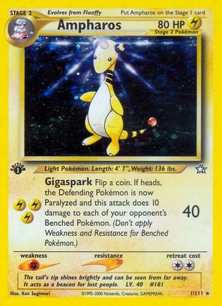 Neo Genesis  001/111 Ampharos  - Unlimited Holofoil - Holo Rare