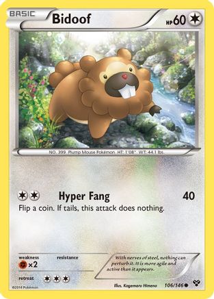 XY Base Set  106/146 Bidoof  - Reverse Holofoil - Common