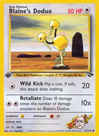 Gym Challenge  061/132 Blaine's Doduo  - Unlimited - Common