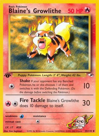 Gym Heroes  035/132 Blaine's Growlithe (35)  - Unlimited - Uncommon