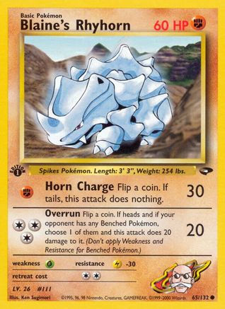 Gym Challenge  065/132 Blaine's Rhyhorn  - Unlimited - Common