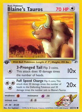 Gym Heroes  064/132 Blaine's Tauros  - Unlimited - Common