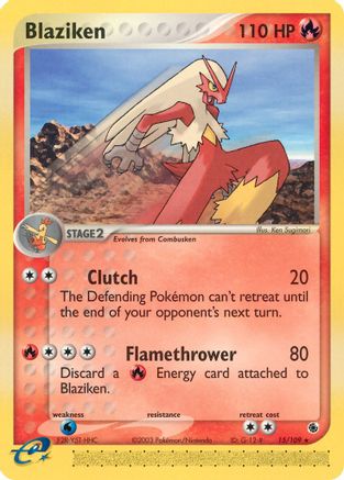 Ruby and Sapphire  015/109 Blaziken  - Reverse Holofoil - Rare