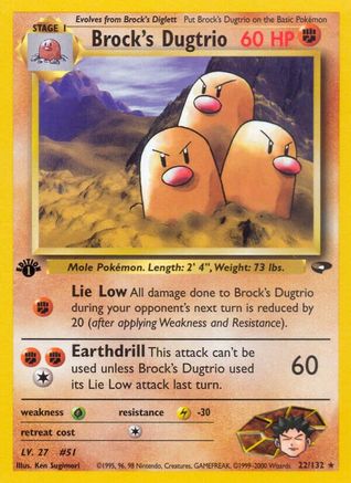 Gym Challenge  022/132 Brock's Dugtrio  - 1st Edition - Rare
