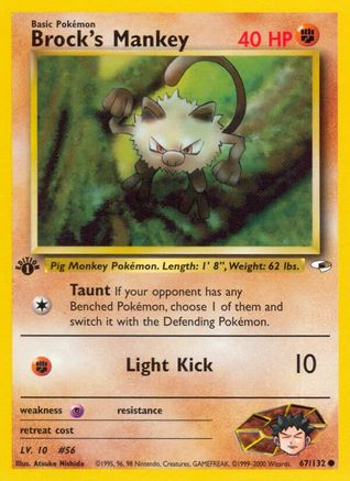 Gym Heroes  067/132 Brock's Mankey (67)  - 1st Edition - Common