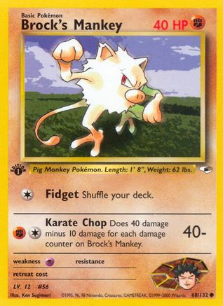 Gym Heroes  068/132 Brock's Mankey (68)  - 1st Edition - Common