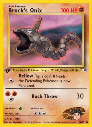 Gym Heroes  069/132 Brock's Onix (69)  - 1st Edition - Common