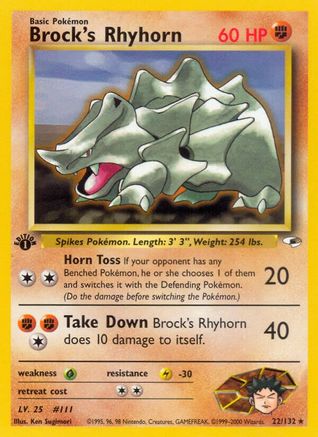 Gym Heroes  022/132 Brock's Rhyhorn (22)  - Unlimited - Rare