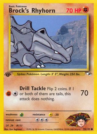 Gym Heroes  070/132 Brock's Rhyhorn (70)  - Unlimited - Common