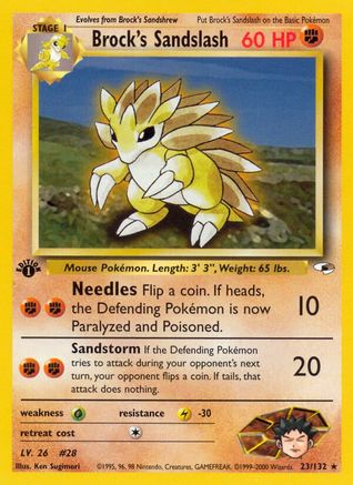 Gym Heroes  023/132 Brock's Sandslash  - Unlimited - Rare