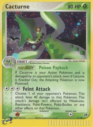 Sandstorm /100 Cacturne  - Reverse Holofoil - Holo Rare