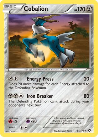 Legendary Treasures  091/113 Cobalion  - Reverse Holofoil - Holo Rare