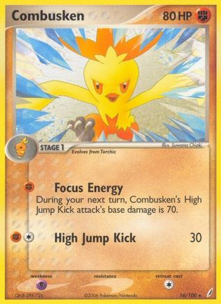 Crystal Guardians /100 Combusken - 016/100  - Reverse Holofoil - Rare