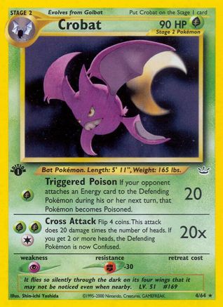 Neo Revelation  004/64 Crobat  - 1st Edition Holofoil - Holo Rare