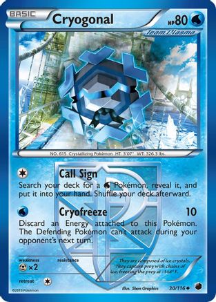 Plasma Freeze  030/116 Cryogonal (Team Plasma)  - Reverse Holofoil - Uncommon