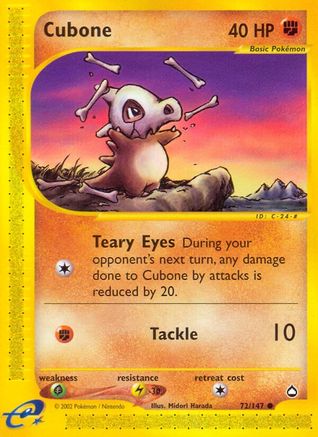Aquapolis  072/147 Cubone  - Reverse Holofoil - Common