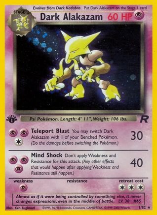 Team Rocket  001/82 Dark Alakazam (1)  - 1st Edition Holofoil - Holo Rare