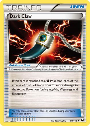 Dark Explorers  092/108 Dark Claw  - Reverse Holofoil - Uncommon
