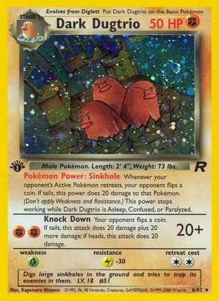 Team Rocket  006/82 Dark Dugtrio (6)  - 1st Edition Holofoil - Holo Rare