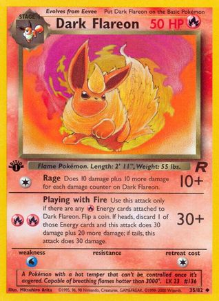 Team Rocket  035/82 Dark Flareon  - 1st Edition - Uncommon