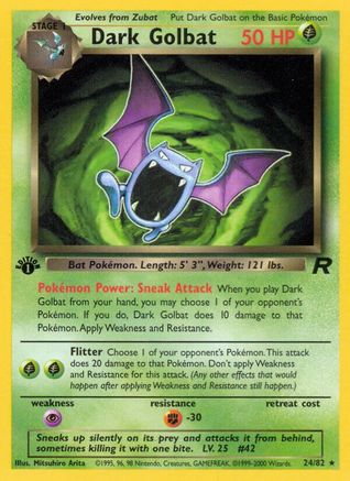 Team Rocket  024/82 Dark Golbat (24)  - 1st Edition - Rare
