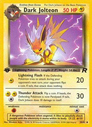 Team Rocket  038/82 Dark Jolteon  - 1st Edition - Uncommon