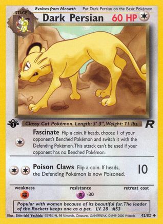 Team Rocket  042/82 Dark Persian  - 1st Edition - Uncommon