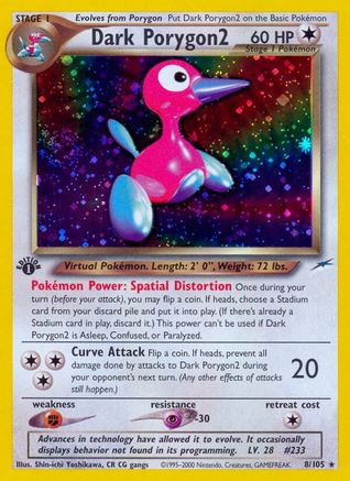 Neo Destiny  008 Dark Porygon2  - 1st Edition Holofoil - Holo Rare