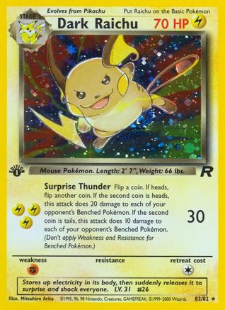 Team Rocket  083/82 Dark Raichu  - Unlimited Holofoil - Secret Rare