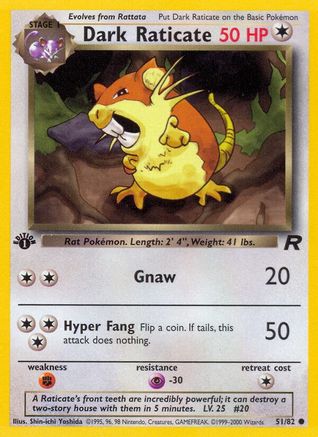 Team Rocket  051/82 Dark Raticate  - 1st Edition - Common