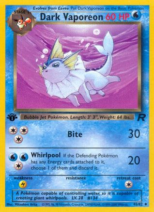 Team Rocket  045/82 Dark Vaporeon  - Unlimited - Uncommon