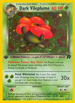 Team Rocket  013/82 Dark Vileplume (13)  - 1st Edition Holofoil - Holo Rare