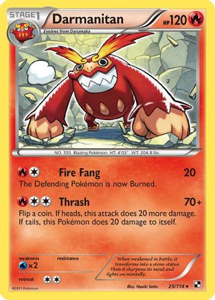 Black and White  025/114 Darmanitan  - Reverse Holofoil - Rare